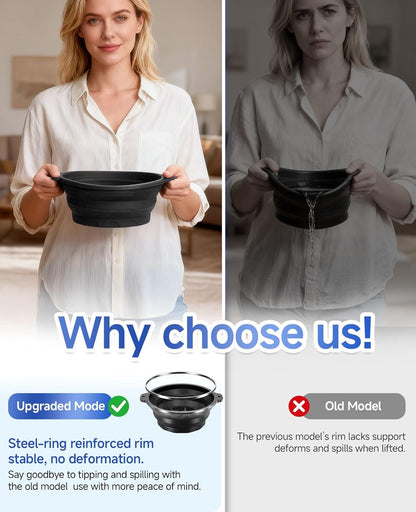 Collapsible Silicone Face Bowl with Ice Tray – Portable Cold Plunge Therapy Tool for Skin Tightening & Acne Relief (Black)