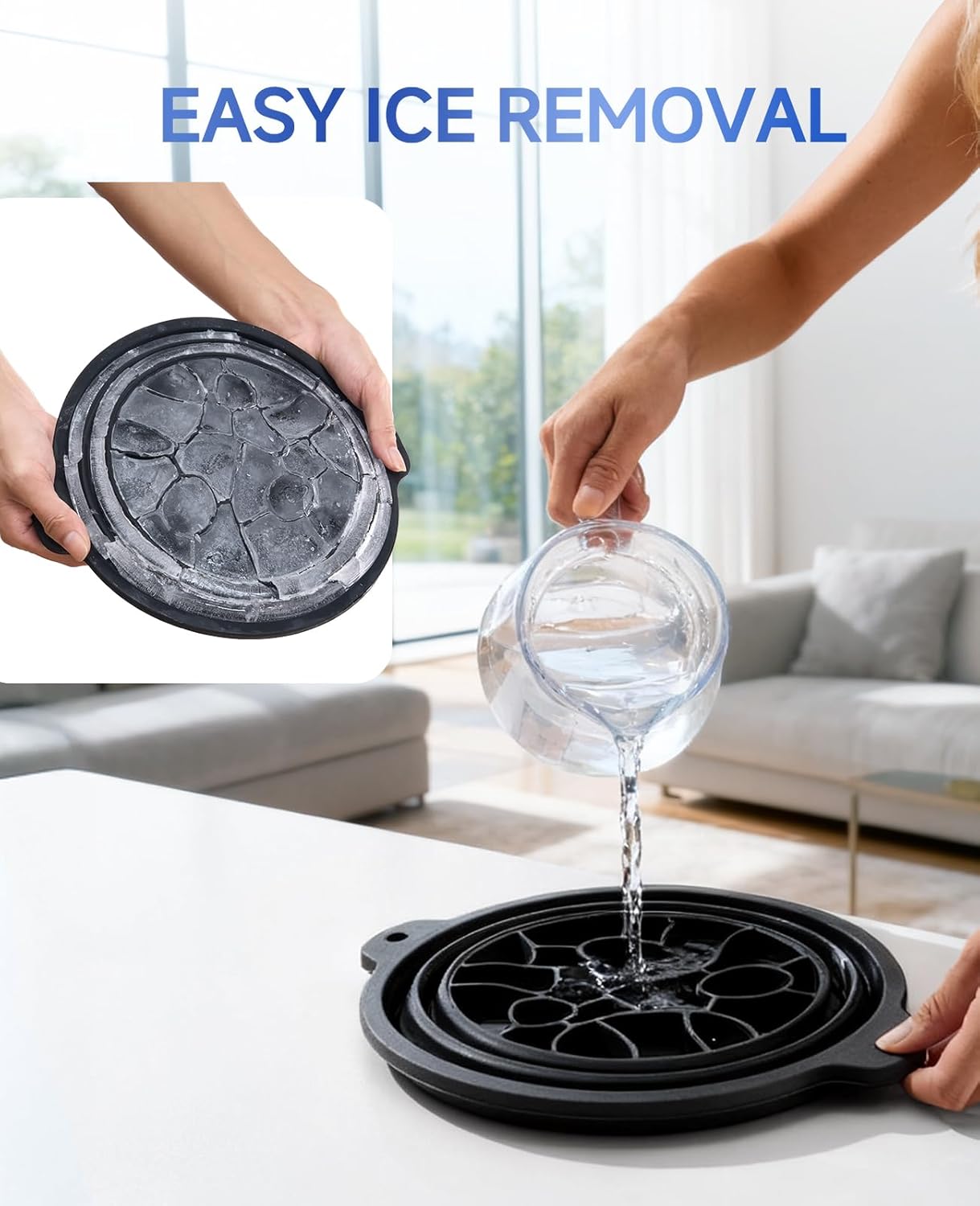 Collapsible Silicone Face Bowl with Ice Tray – Portable Cold Plunge Therapy Tool for Skin Tightening & Acne Relief (Black)