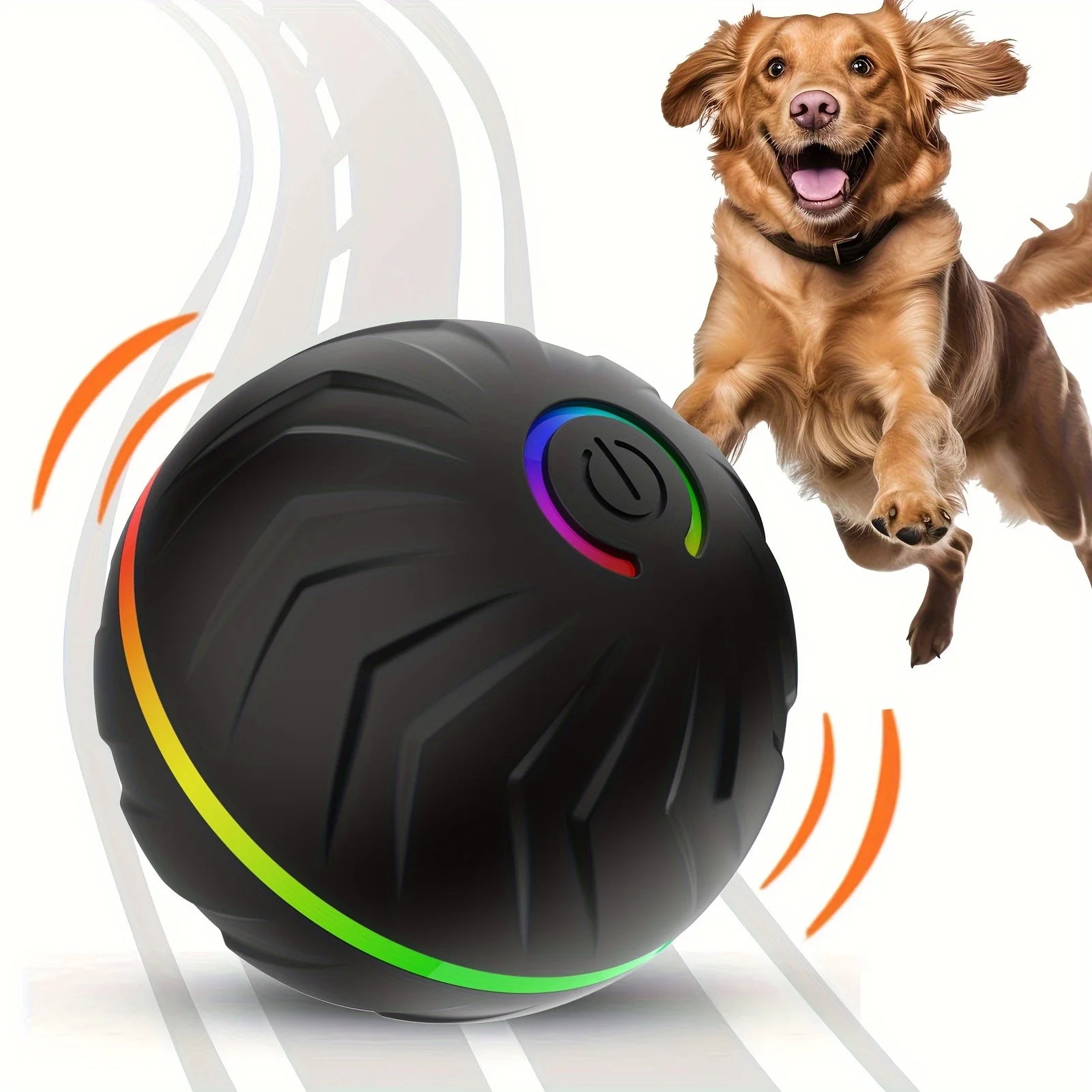 Intelligent dog toy, interactive pet toy, random rolling and jumping, colorful lights, long-lasting battery life of 4 hours, inc