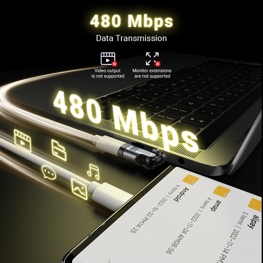 AUFU 2PCS 9Pin Magnetic USB C OTG Adapter PD 240W Fast Charging Magnet Type C Female Connector for iPhone Xiaomi Macbook Laptop