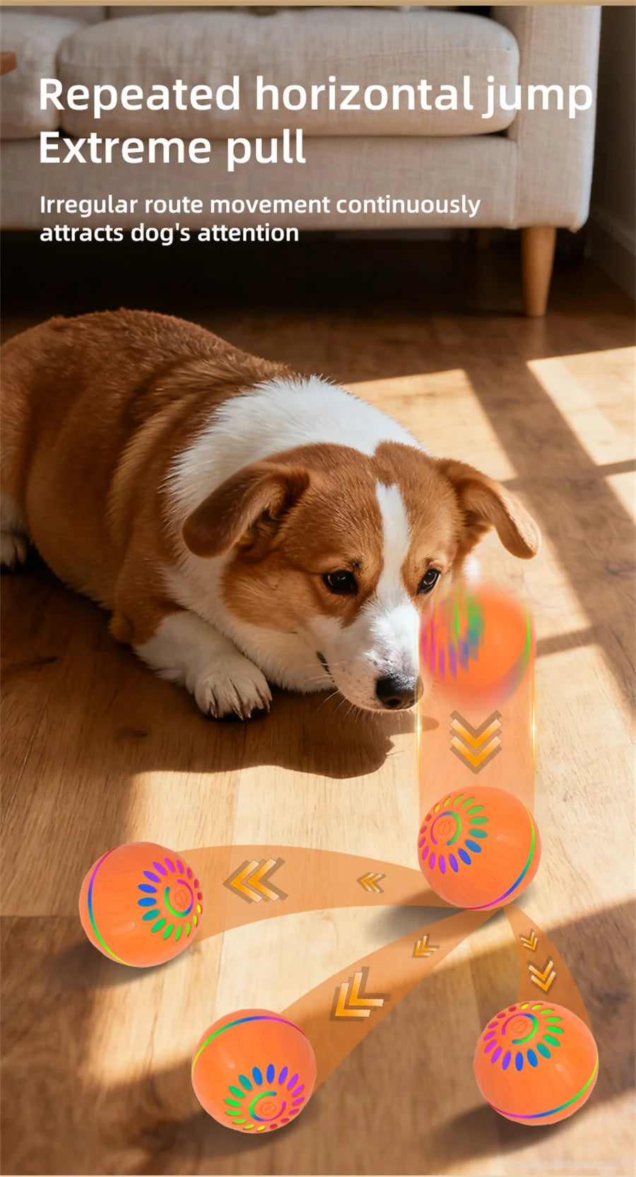 Interactive Smart Dogs Toys Balls - USB Automatic Moving Bouncing Ball for Puppy to Large dog-Electronic Pets Ball Birthday Gift