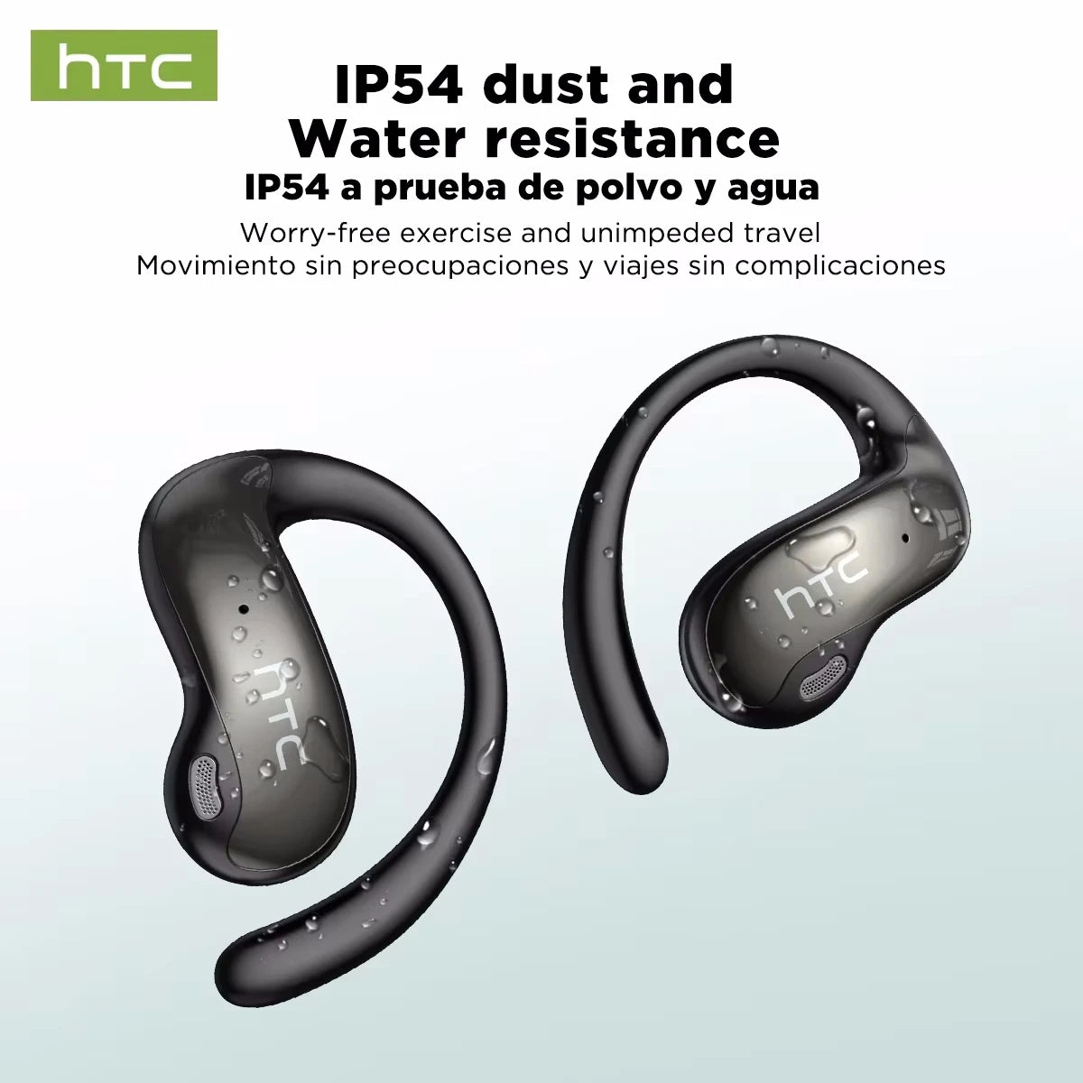 HTC NE19 Bluetooth Earphones OWS Sports Wireless Headphones Powerful Bass AI Translator Earbud Waterproof Ear Hook Louder Stereo