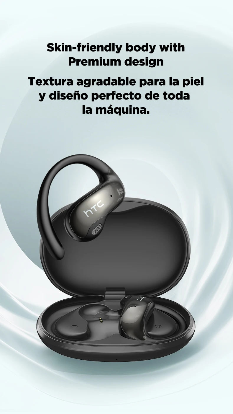 HTC NE19 Bluetooth Earphones OWS Sports Wireless Headphones Powerful Bass AI Translator Earbud Waterproof Ear Hook Louder Stereo