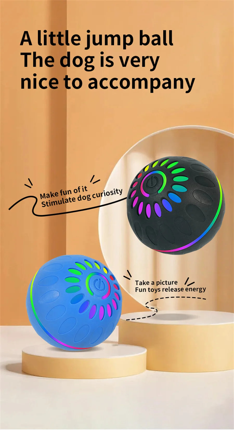 Interactive Smart Dogs Toys Balls - USB Automatic Moving Bouncing Ball for Puppy to Large dog-Electronic Pets Ball Birthday Gift