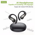 HTC NE19 Bluetooth Earphones OWS Sports Wireless Headphones Powerful Bass AI Translator Earbud Waterproof Ear Hook Louder Stereo