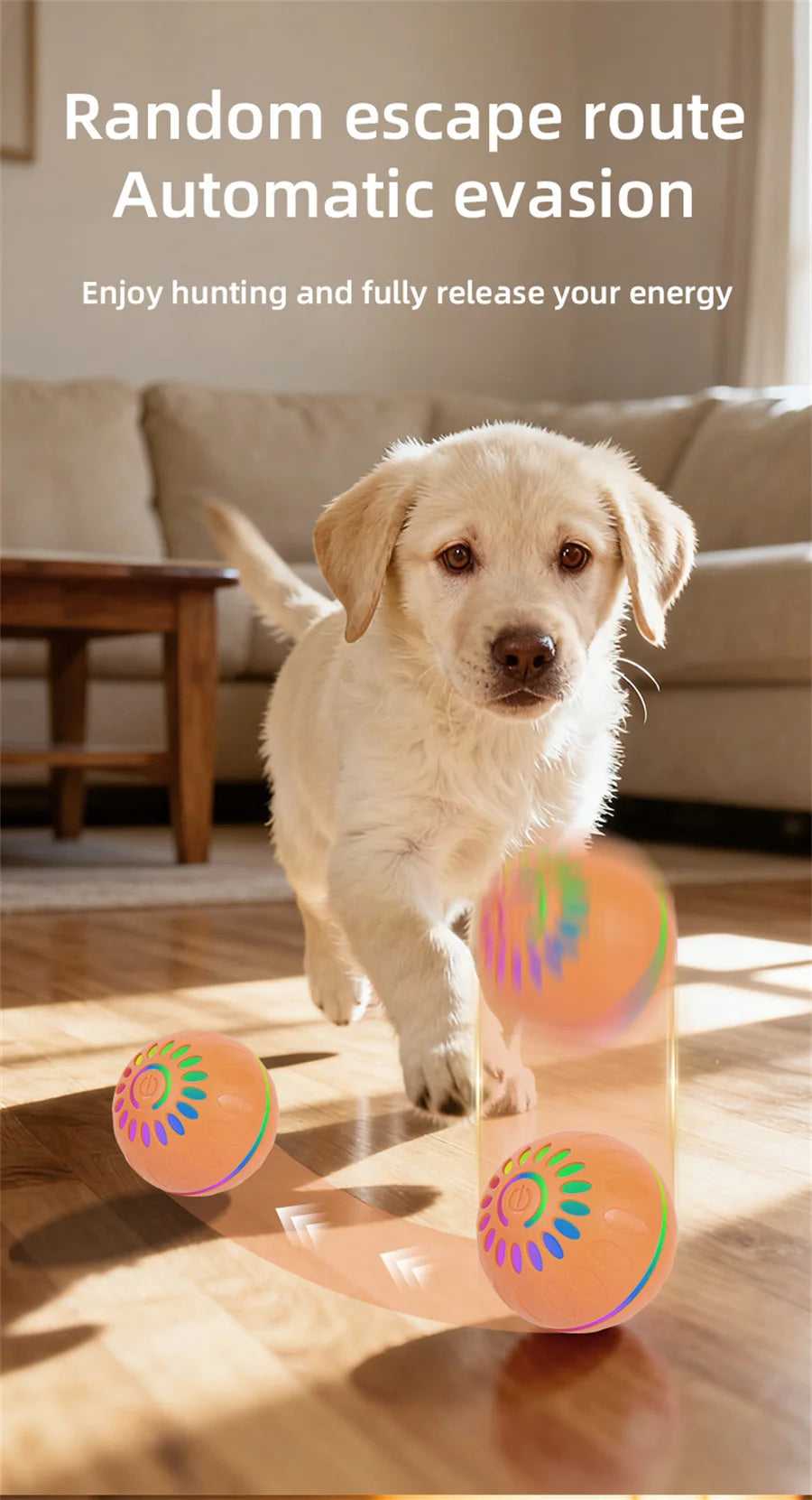 Interactive Smart Dogs Toys Balls - USB Automatic Moving Bouncing Ball for Puppy to Large dog-Electronic Pets Ball Birthday Gift