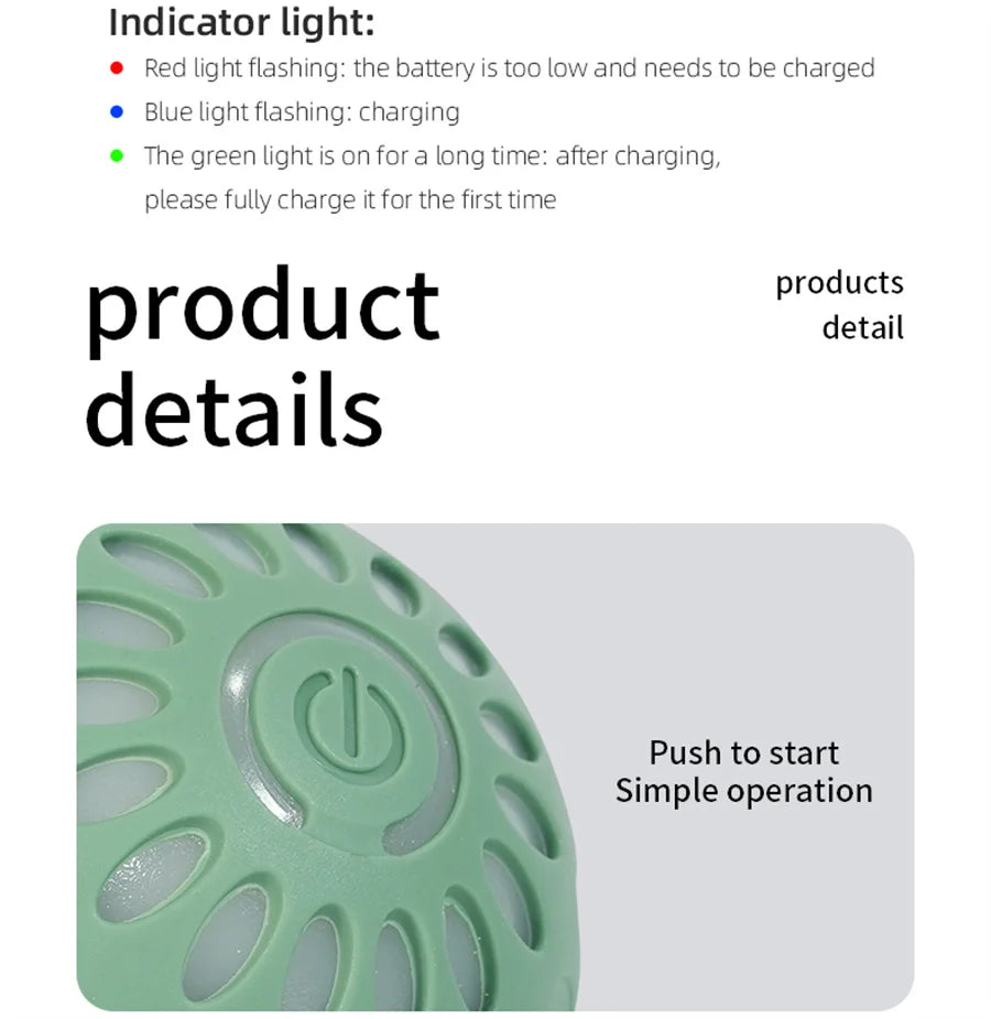 Interactive Smart Dogs Toys Balls - USB Automatic Moving Bouncing Ball for Puppy to Large dog-Electronic Pets Ball Birthday Gift