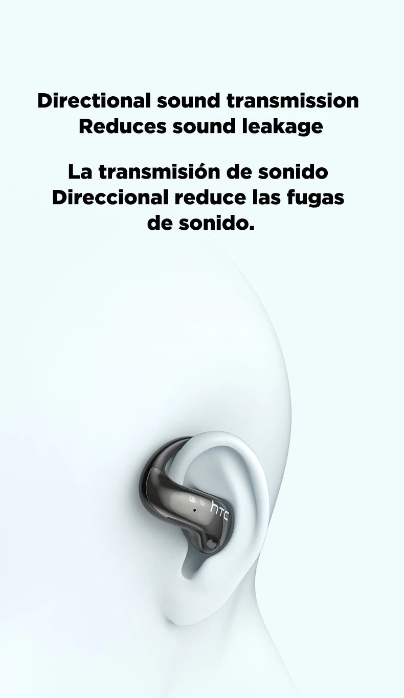 HTC NE19 Bluetooth Earphones OWS Sports Wireless Headphones Powerful Bass AI Translator Earbud Waterproof Ear Hook Louder Stereo