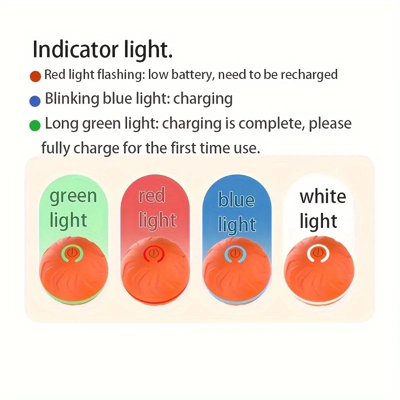 Intelligent dog toy, interactive pet toy, random rolling and jumping, colorful lights, long-lasting battery life of 4 hours, inc