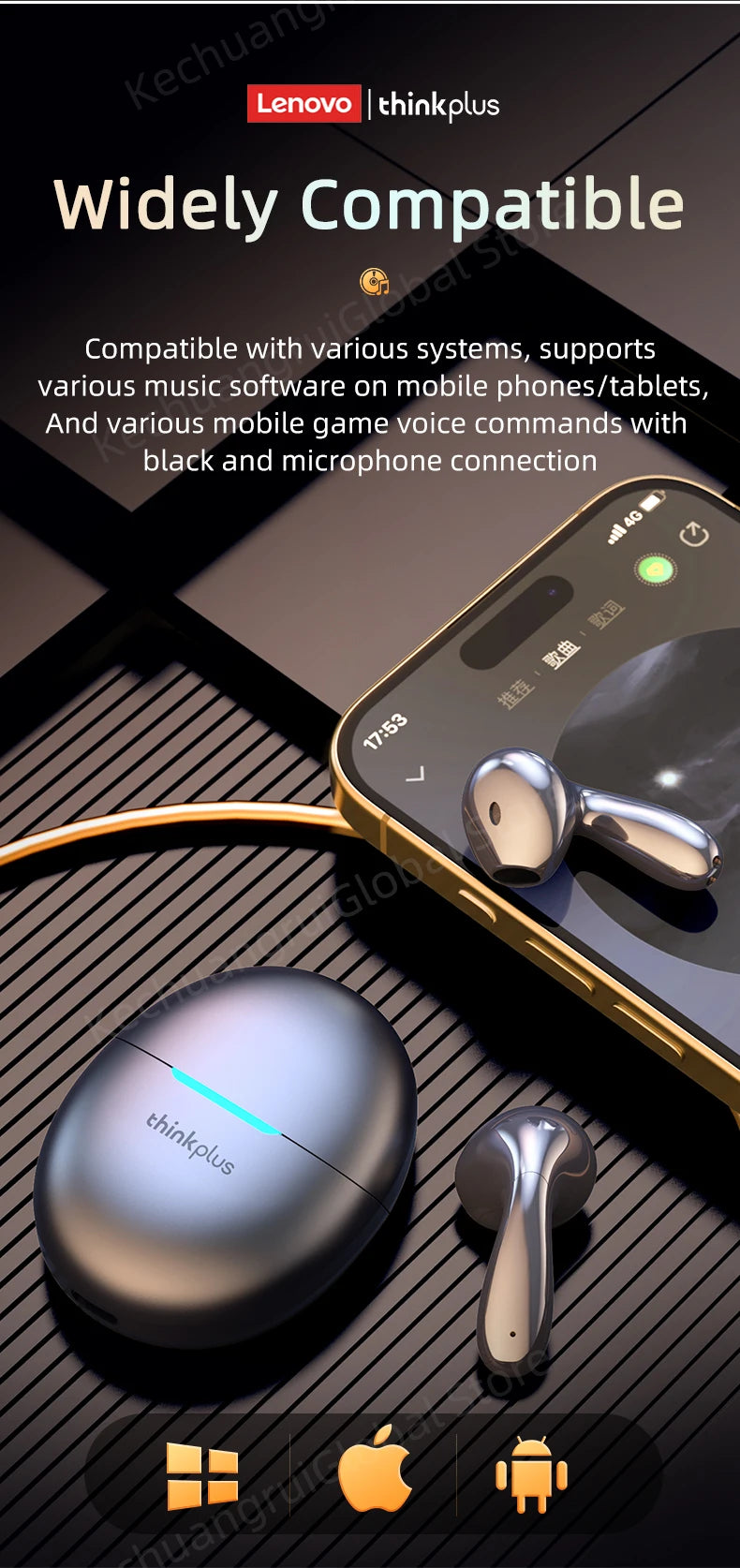 2025 Original Lenovo LP48 TWS Earphone Wireless Bluetooth 5.4 Headset Half In Ear Noise Reduction Free EarBuds For Huawei iPhone