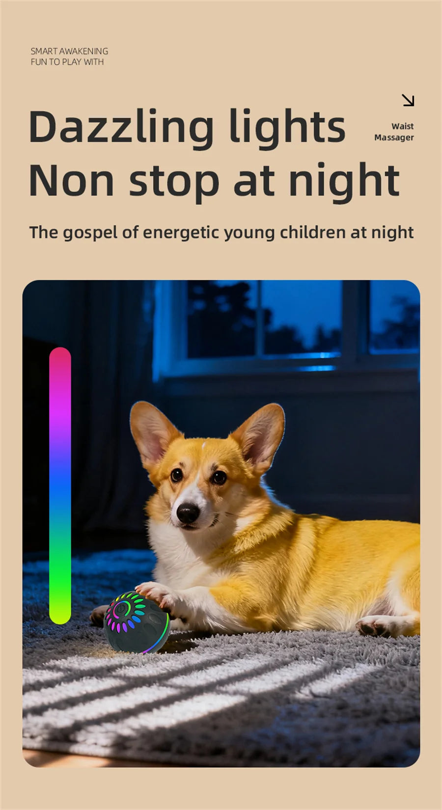 Interactive Smart Dogs Toys Balls - USB Automatic Moving Bouncing Ball for Puppy to Large dog-Electronic Pets Ball Birthday Gift