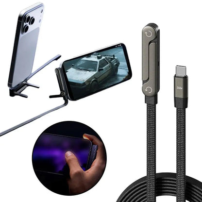 Fast Charging 2-in-1 Foldable Data Cable & Stand - Type-C to Type-C / USB-A to Type-C, 240/65W