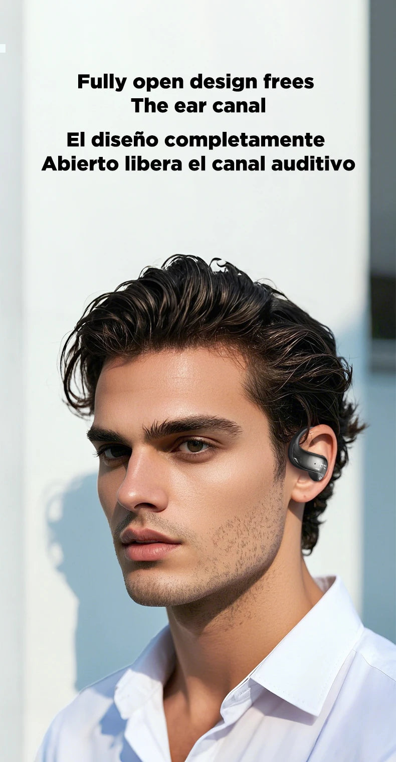 HTC NE19 Bluetooth Earphones OWS Sports Wireless Headphones Powerful Bass AI Translator Earbud Waterproof Ear Hook Louder Stereo