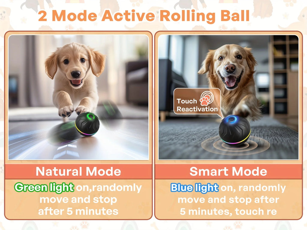 Intelligent dog toy, interactive pet toy, random rolling and jumping, colorful lights, long-lasting battery life of 4 hours, inc