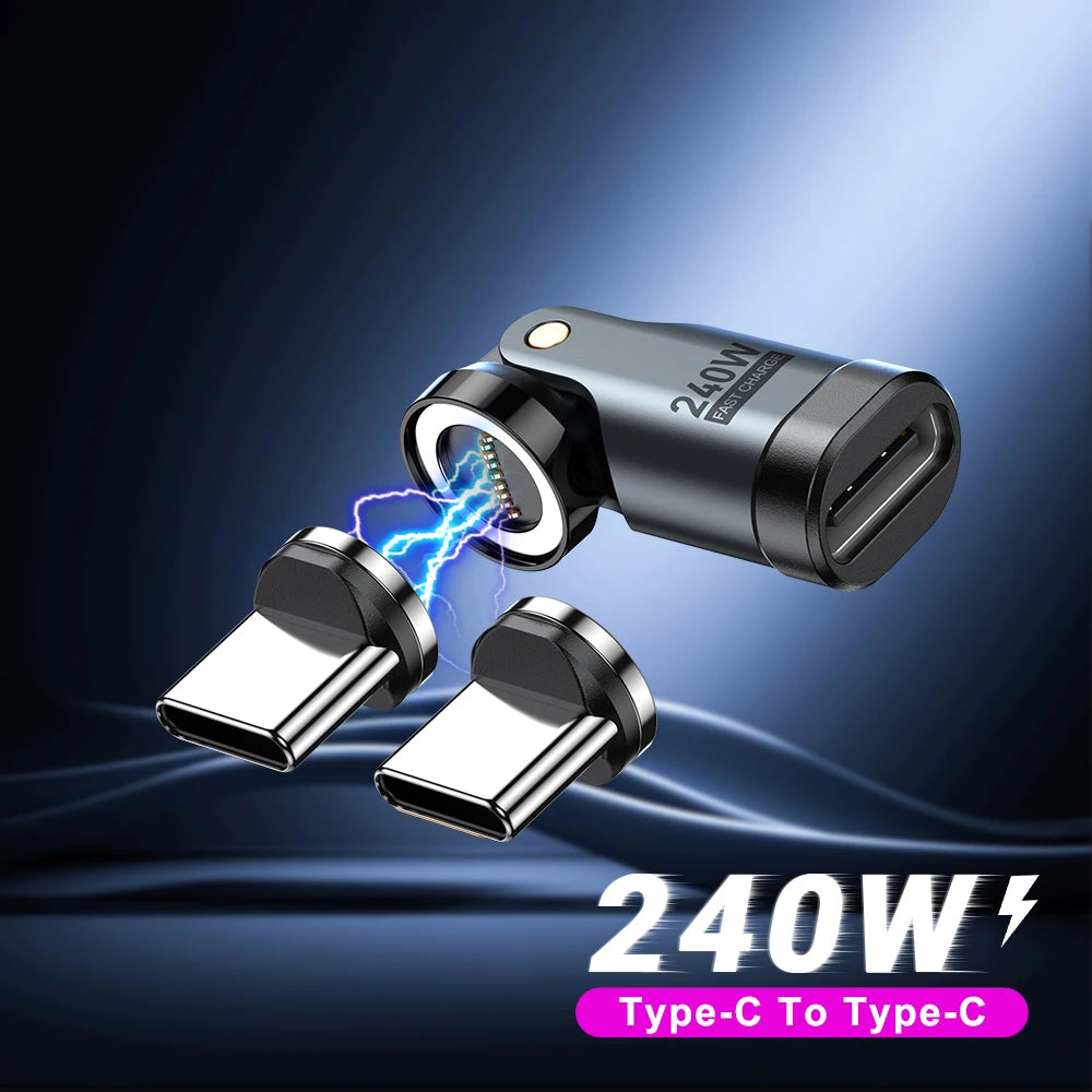 AUFU 2PCS 9Pin Magnetic USB C OTG Adapter PD 240W Fast Charging Magnet Type C Female Connector for iPhone Xiaomi Macbook Laptop