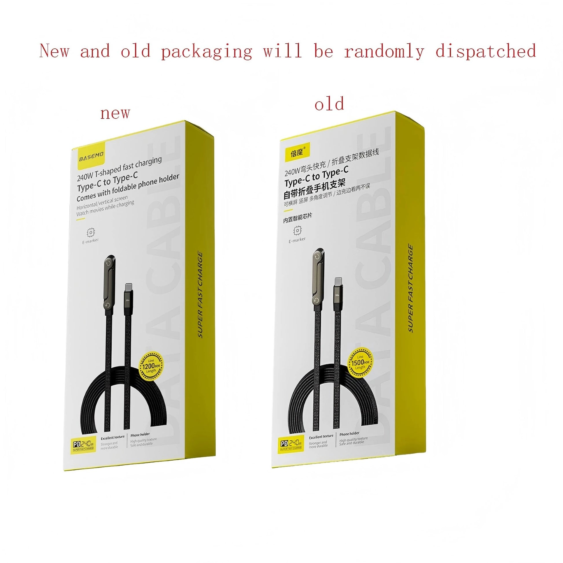 Fast Charging 2-in-1 Foldable Data Cable & Stand - Type-C to Type-C / USB-A to Type-C, 240/65W