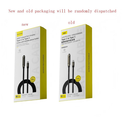 Fast Charging 2-in-1 Foldable Data Cable & Stand - Type-C to Type-C / USB-A to Type-C, 240/65W