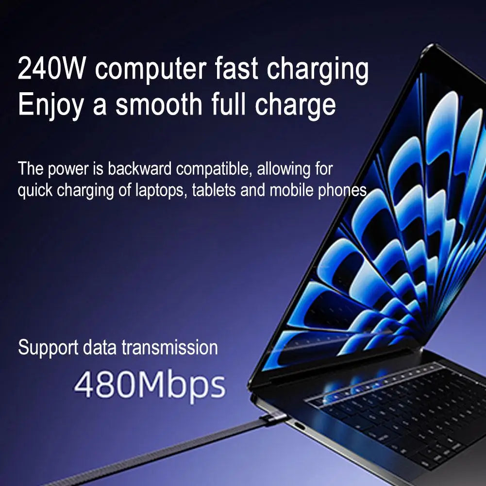 Fast Charging 2-in-1 Foldable Data Cable & Stand - Type-C to Type-C / USB-A to Type-C, 240/65W