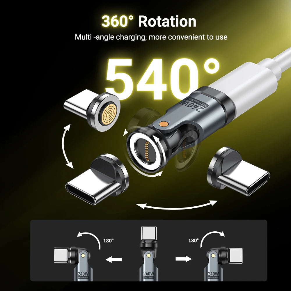 AUFU 2PCS 9Pin Magnetic USB C OTG Adapter PD 240W Fast Charging Magnet Type C Female Connector for iPhone Xiaomi Macbook Laptop