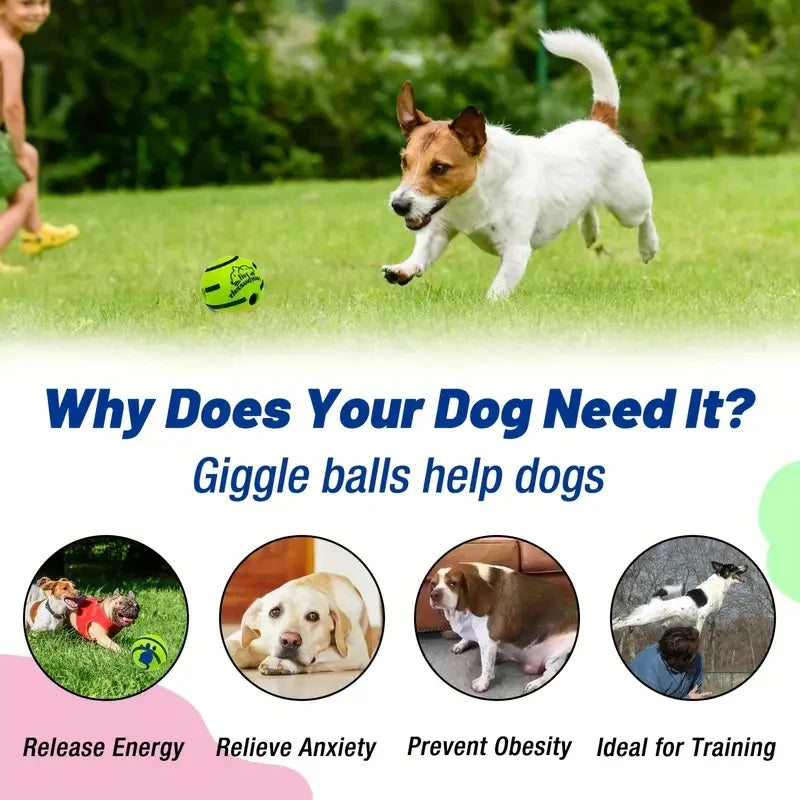 Funny Interactive Giggle Ball - Balls for Dog IQ Training, Pet Interactive Toy, Stimulating Play, Mental Stimulation, and Exerci