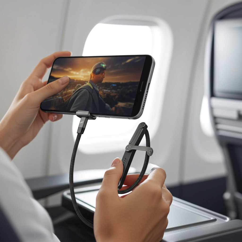 2-IN-1 Type-C Cable Foldable Mobile Phone Holder 240W Fast Charging Data Cable Multifunction Phone Charge Bracket Dual PD cable